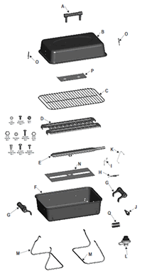 Visual parts list for the Char-Broil Portable Gas Grill - standard version