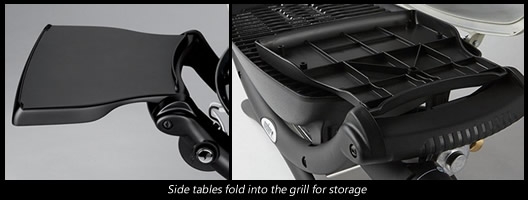 The side tables fold into the grill for easy storage