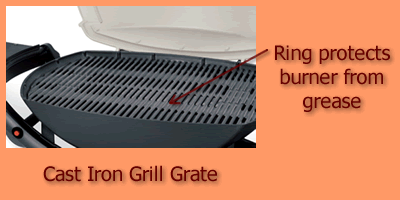 View of the cast iron grill grate